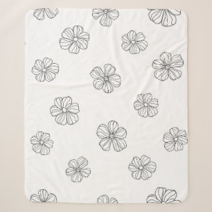 Schwarz handgezeichnete Blume auf weißem Hintergru Sherpadecke