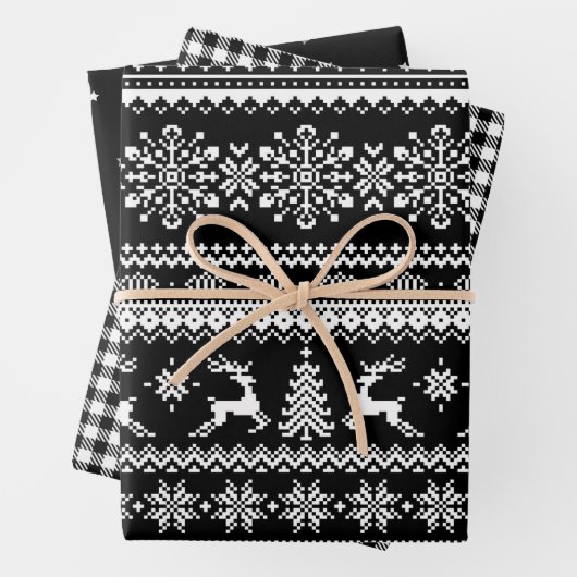 Schwarz hässlicher Weihnachtspulli Büffel kariert  Geschenkpapier Set (Beispiel)