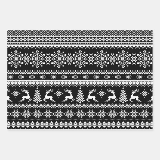 Schwarz hässlicher Weihnachtspulli Büffel kariert  Geschenkpapier Set (Vorderseite)