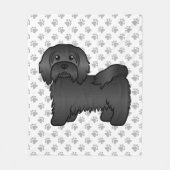 Schwarz-Havanese Niedlich Cartoon Dog Illustration Fleecedecke (Vorderseite)