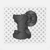 Schwarz-Havanese Niedlich Cartoon Dog Illustration Fleecedecke (Vorderseite (Horizontal))