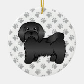 Schwarz-Havanese Niedlich Cartoon Dog Illustration Keramik Ornament (Vorne)