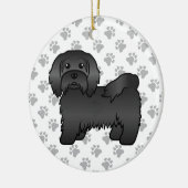 Schwarz-Havanese Niedlich Cartoon Dog Illustration Keramik Ornament (Links)