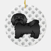 Schwarz-Havanese Niedlich Cartoon Dog Illustration Keramik Ornament (Hinten)