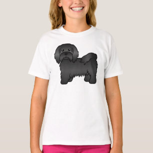 Schwarz-Havanese Niedlich Cartoon Dog Illustration T-Shirt