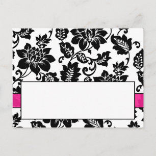 Schwarz/Heiß-Rosa BlumenDamast Hochzeitsstimmung P Postkarte