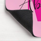 Schwarz-Heiß-Rosa-Modern-Monogramm Mousepad (Ecke)