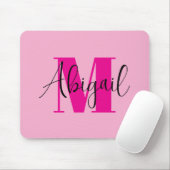 Schwarz-Heiß-Rosa-Modern-Monogramm Mousepad (Mit Mouse)