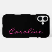 Schwarz Heiß rosa Modern Script Name Case-Mate iPhone Hülle (Rückseite (Horizontal))