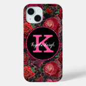 Schwarz Heiß rosa Rose Marmor Diamant Monogram Nam Case-Mate iPhone Hülle (Rückseite)