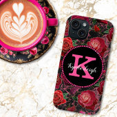 Schwarz Heiß rosa Rose Marmor Diamant Monogram Nam Case-Mate iPhone Hülle