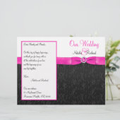Schwarz, Heiß-Rosa und Weißes Hochzeitsprogramm (Stehend Vorderseite)