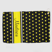 Schwarz-Hell-Gelb-Polka-Dot-Strip-Skriptname Golfhandtuch (Horizontal)