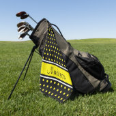 Schwarz-Hell-Gelb-Polka-Dot-Strip-Skriptname Golfhandtuch (Gras)