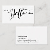 Schwarz-Hello-Script-Typografie über Editable Whit Visitenkarte (Vorne/Hinten)