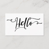 Schwarz-Hello-Script-Typografie über Editable Whit Visitenkarte (Vorderseite)