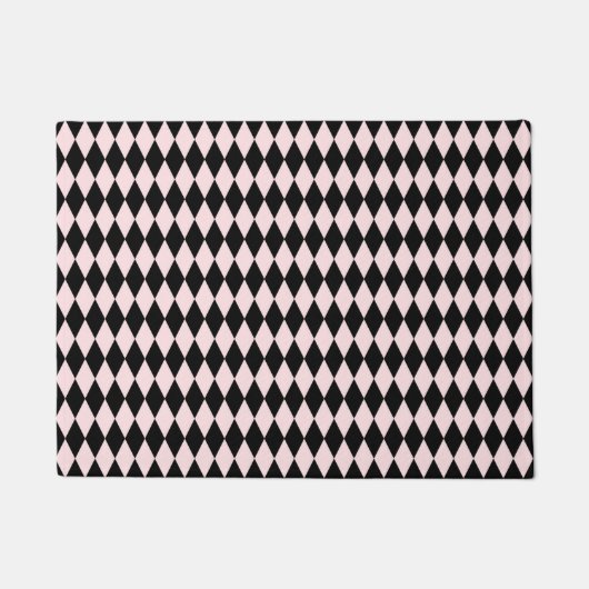 Schwarz/hellrosa Streifenmuster Minimal Abstrakt Fußmatte (Vorderseite)