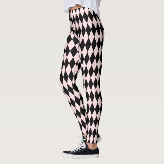 Schwarz/hellrosa Streifenmuster Minimal Abstrakt Leggings (Links)