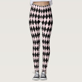Schwarz/hellrosa Streifenmuster Minimal Abstrakt Leggings (Vorderseite)