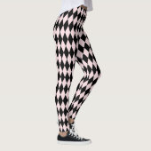 Schwarz/hellrosa Streifenmuster Minimal Abstrakt Leggings (Rechts)