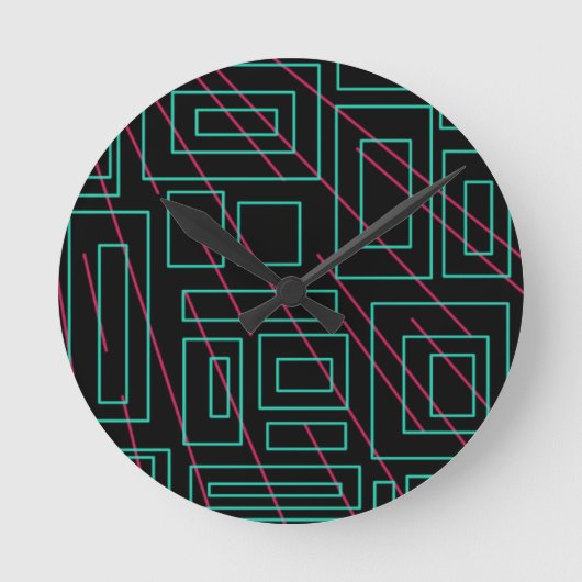 Schwarz-Hintergrund-Design Runde Wanduhr (Vorderseite)