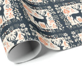 Schwarz, Hirsche-Silhouette Geschenkpapier (Rolleneckpunkt)