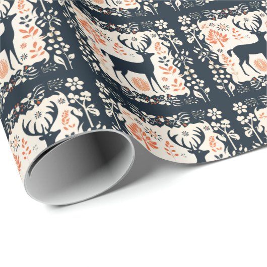 Schwarz, Hirsche-Silhouette Geschenkpapier (Rolleneckpunkt)