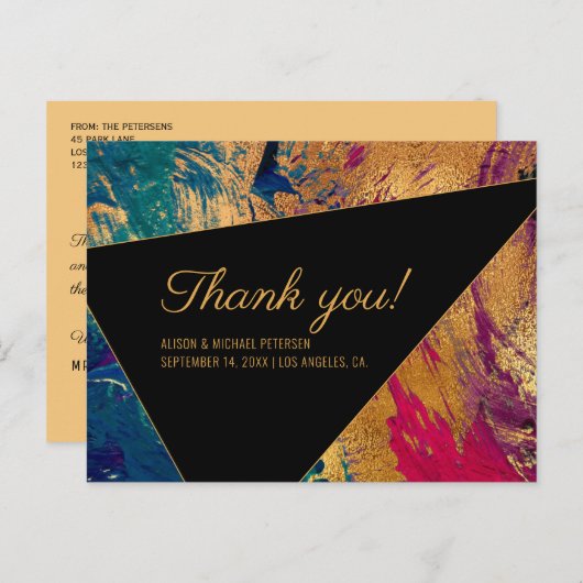 Schwarz-Hochzeitskunst in Acrylfarbe Postkarte (Vorne/Hinten)