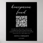 Schwarz | Honeymoon Fund QR Code Wedding Sign Poster (Vorne)