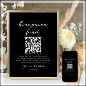 Schwarz | Honeymoon Fund QR Code Wedding Sign Poster