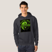 SCHWARZ HOODIE NEON GREEN SCHRIFTLICH (Vorne ganz)
