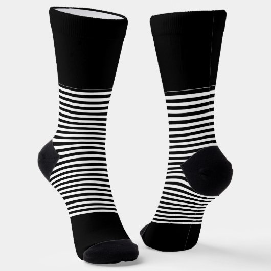 Schwarz + Horizontale Streifen Socken (Gewinkelt)