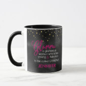 Schwarz Hot Pink Gold Glamma Großmutter personalis Tasse (Links)