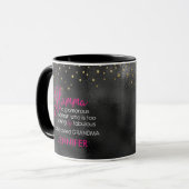 Schwarz Hot Pink Gold Glamma Großmutter personalis Tasse (Vorderseite Links)