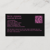 Schwarz/Hot-Pink-Imitate - Business-Card belegen Visitenkarte (Rückseite)