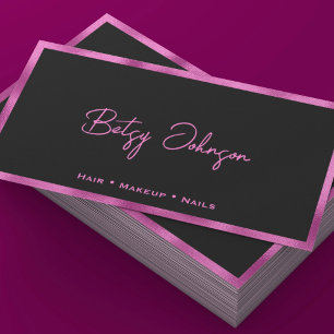 Schwarz/Hot-Pink-Imitate - Business-Card belegen Visitenkarte