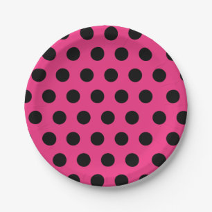 Schwarz & Hot Pink Mittelformat Polka Dot Chic Pappteller