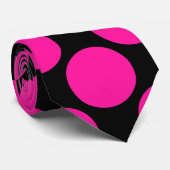 Schwarz-Hot-Pink-Punkte Krawatte (Gerollt)