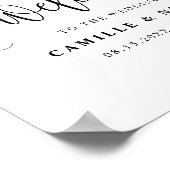 Schwarz-Hübsch-Kalligrafie-Script-Hochzeit Begrüßu Poster (Ecke)