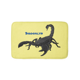 Schwarz-hungriges Skorpion Cartoon Illustration Badematte