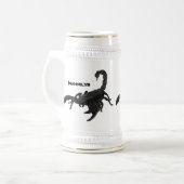 Schwarz-hungriges Skorpion Cartoon Illustration Bierglas (Vorderseite Links)
