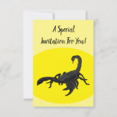 Schwarz-hungriges Skorpion Cartoon Illustration Einladung (Rückseite)