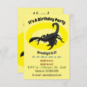 Schwarz-hungriges Skorpion Cartoon Illustration Einladung (Vorne/Hinten)