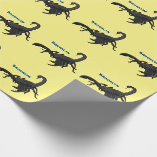Schwarz-hungriges Skorpion Cartoon Illustration Geschenkpapier
