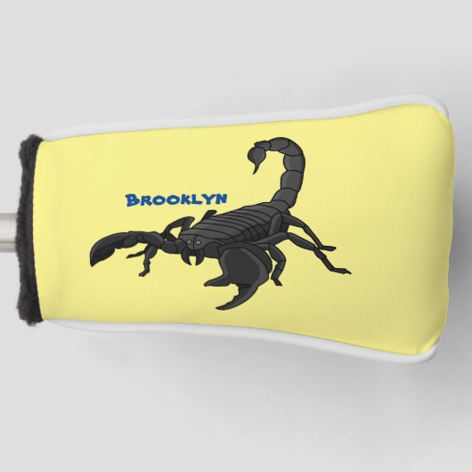 Schwarz-hungriges Skorpion Cartoon Illustration Golf Headcover (Vorderseite)