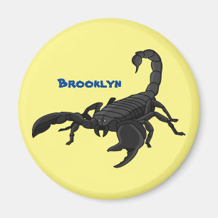 Schwarz-hungriges Skorpion Cartoon Illustration Magnet