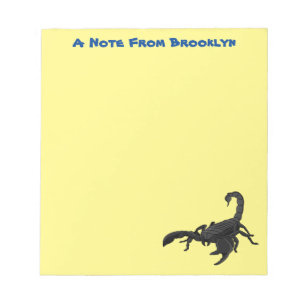 Schwarz-hungriges Skorpion Cartoon Illustration Notizblock