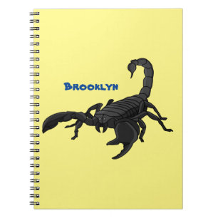 Schwarz-hungriges Skorpion Cartoon Illustration Notizblock