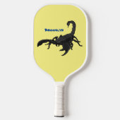 Schwarz-hungriges Skorpion Cartoon Illustration Pickleball Schläger (Rückseite)
