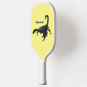 Schwarz-hungriges Skorpion Cartoon Illustration Pickleball Schläger (Links)